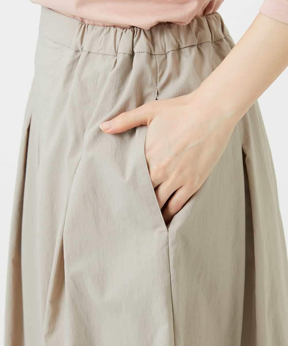 NHHEF81330 GIANNI LO GIUDICE(小さいサイズ)(メゾン ドゥ サンク) ストライプ柄タックギャザースカート ベージュ