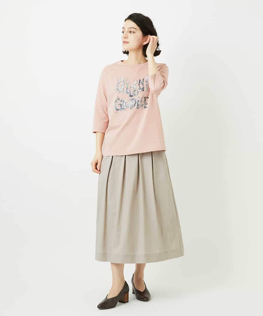 NHHEF81330 GIANNI LO GIUDICE(小さいサイズ)(メゾン ドゥ サンク) ストライプ柄タックギャザースカート ベージュ