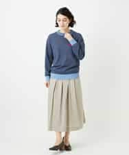 NHHEF81330 GIANNI LO GIUDICE(小さいサイズ)(メゾン ドゥ サンク) ストライプ柄タックギャザースカート ベージュ