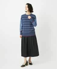 NHHEF81330 GIANNI LO GIUDICE(小さいサイズ)(メゾン ドゥ サンク) ストライプ柄タックギャザースカート ベージュ