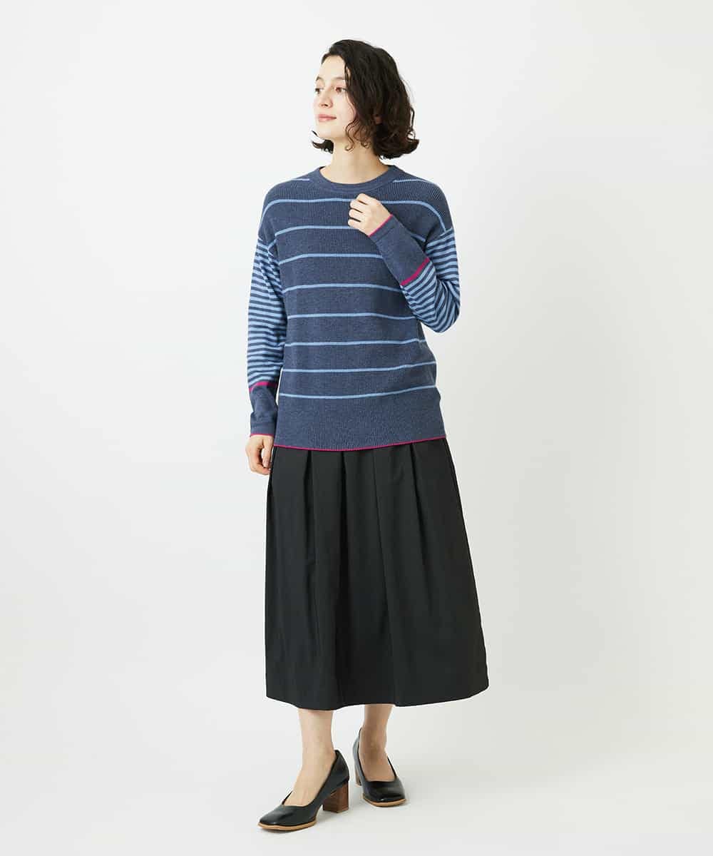 NHHEF81330 GIANNI LO GIUDICE(小さいサイズ)(メゾン ドゥ サンク) ストライプ柄タックギャザースカート ベージュ