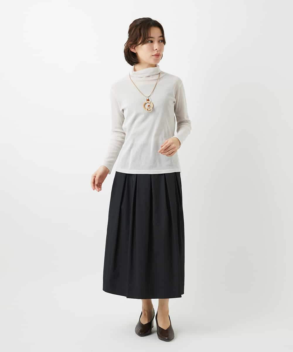 NHHEF81330 GIANNI LO GIUDICE(小さいサイズ)(メゾン ドゥ サンク) ストライプ柄タックギャザースカート ベージュ