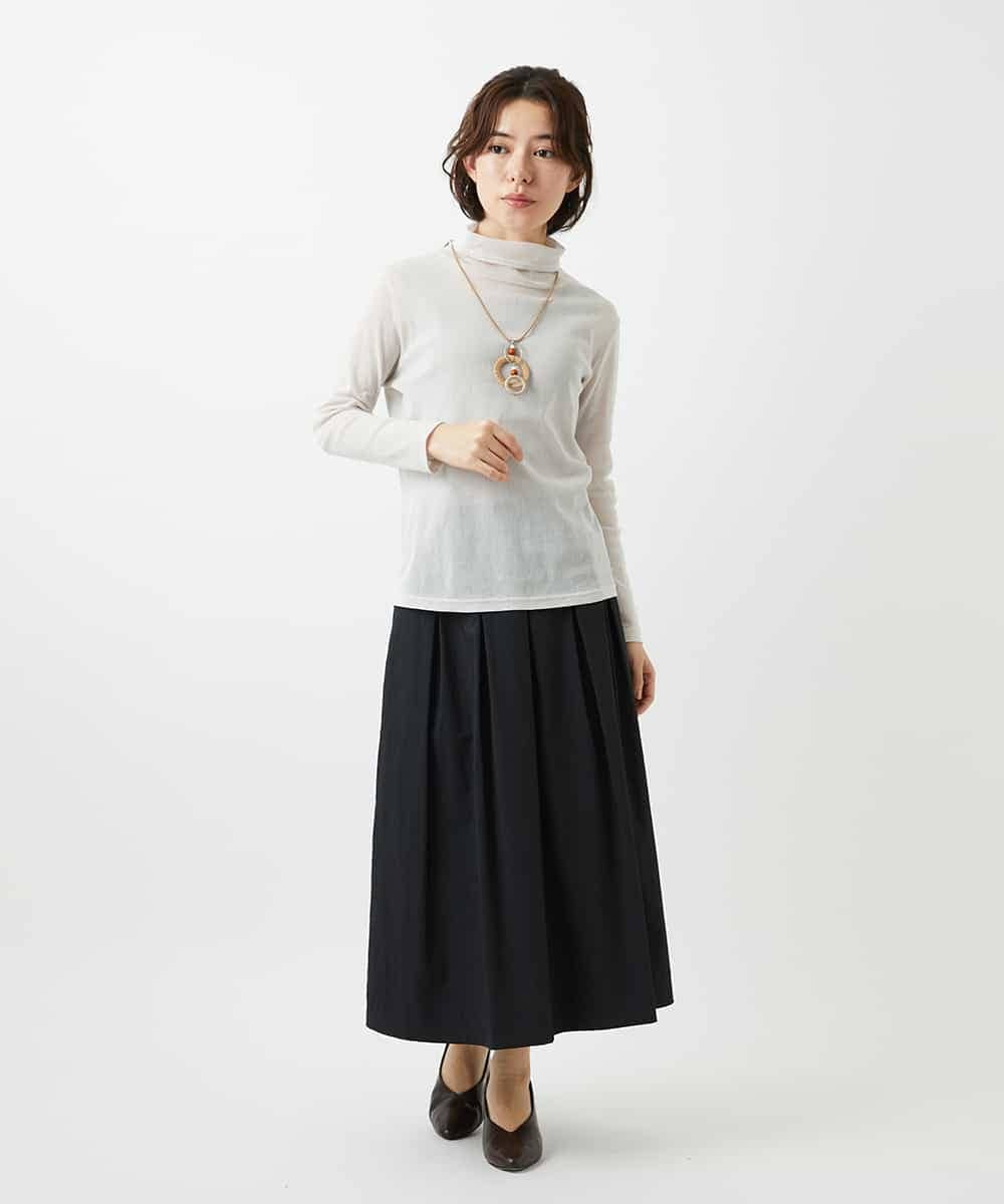 NHHEF81330 GIANNI LO GIUDICE(小さいサイズ)(メゾン ドゥ サンク) ストライプ柄タックギャザースカート ベージュ