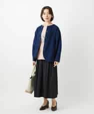 NHHEF81330 GIANNI LO GIUDICE(小さいサイズ)(メゾン ドゥ サンク) ストライプ柄タックギャザースカート ベージュ