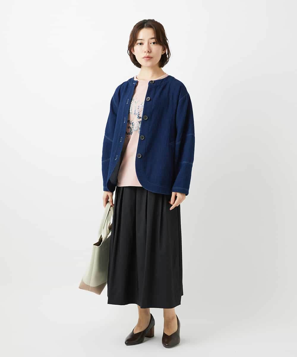 NHHEF81330 GIANNI LO GIUDICE(小さいサイズ)(メゾン ドゥ サンク) ストライプ柄タックギャザースカート ベージュ