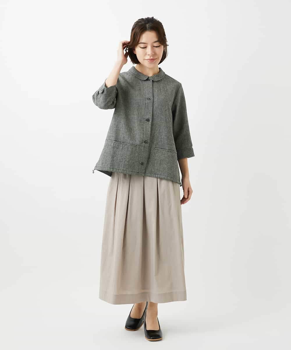 NHHEF81330 GIANNI LO GIUDICE(小さいサイズ)(メゾン ドゥ サンク) ストライプ柄タックギャザースカート ベージュ