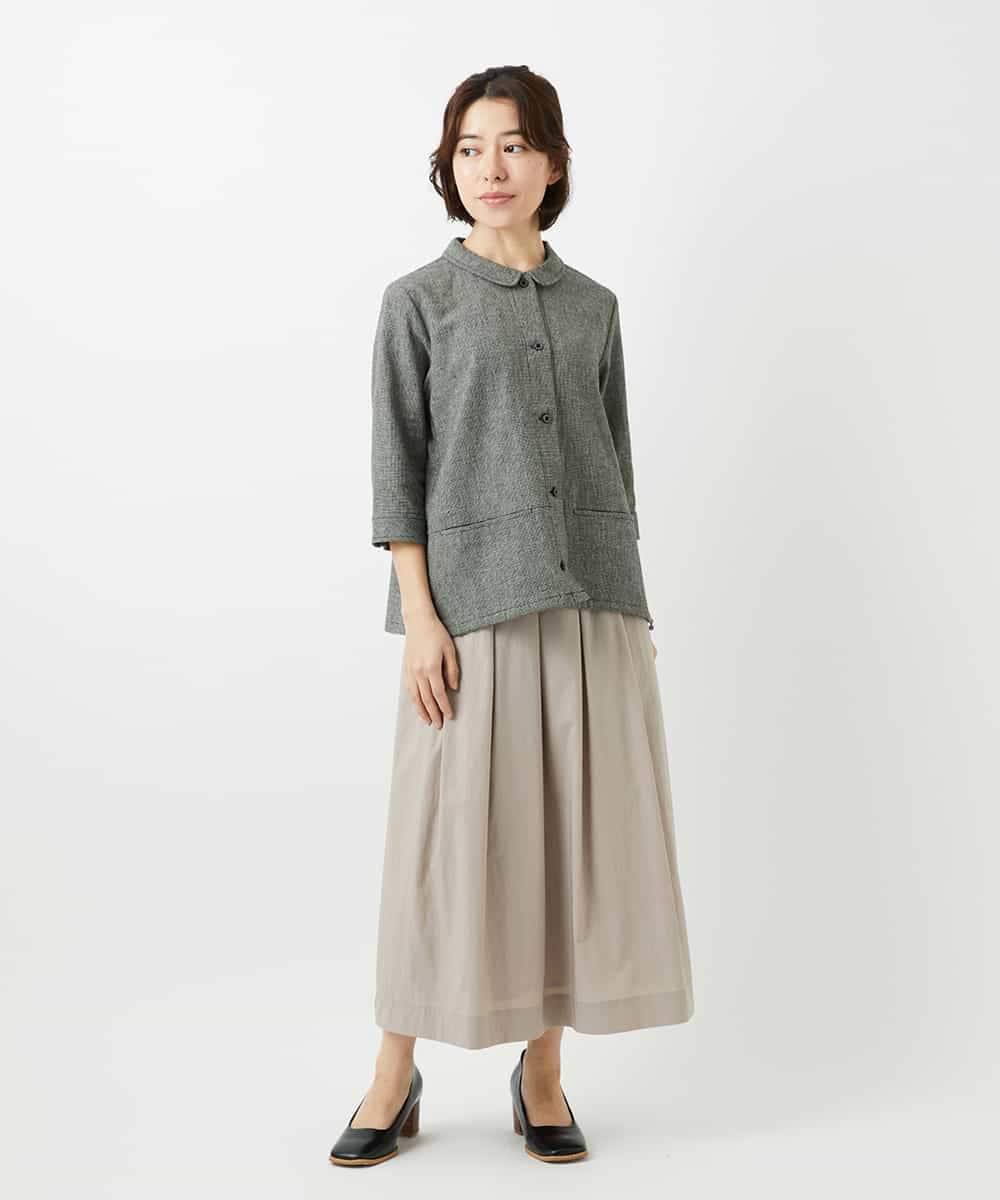 NHHEF81330 GIANNI LO GIUDICE(小さいサイズ)(メゾン ドゥ サンク) ストライプ柄タックギャザースカート ベージュ