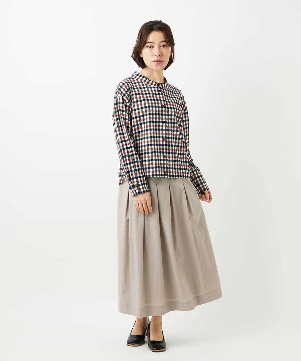 NHHEF81330 GIANNI LO GIUDICE(小さいサイズ)(メゾン ドゥ サンク) ストライプ柄タックギャザースカート ベージュ