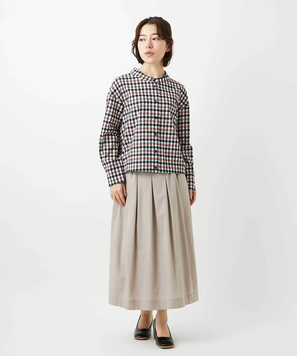 NHHEF81330 GIANNI LO GIUDICE(小さいサイズ)(メゾン ドゥ サンク) ストライプ柄タックギャザースカート ベージュ