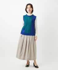 NHHEF81330 GIANNI LO GIUDICE(小さいサイズ)(メゾン ドゥ サンク) ストライプ柄タックギャザースカート ベージュ