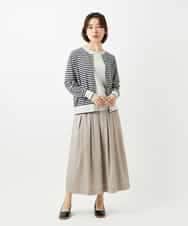 NHHEF81330 GIANNI LO GIUDICE(小さいサイズ)(メゾン ドゥ サンク) ストライプ柄タックギャザースカート ベージュ