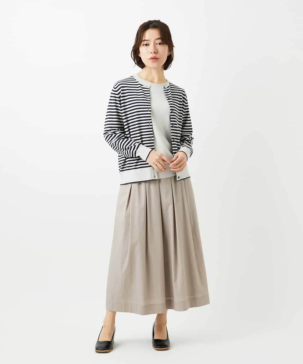 NHHEF81330 GIANNI LO GIUDICE(小さいサイズ)(メゾン ドゥ サンク) ストライプ柄タックギャザースカート ベージュ