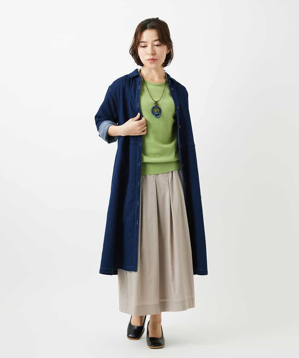 NHHEF81330 GIANNI LO GIUDICE(小さいサイズ)(メゾン ドゥ サンク) ストライプ柄タックギャザースカート ベージュ