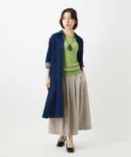 NHHEF81330 GIANNI LO GIUDICE(小さいサイズ)(メゾン ドゥ サンク) ストライプ柄タックギャザースカート ベージュ