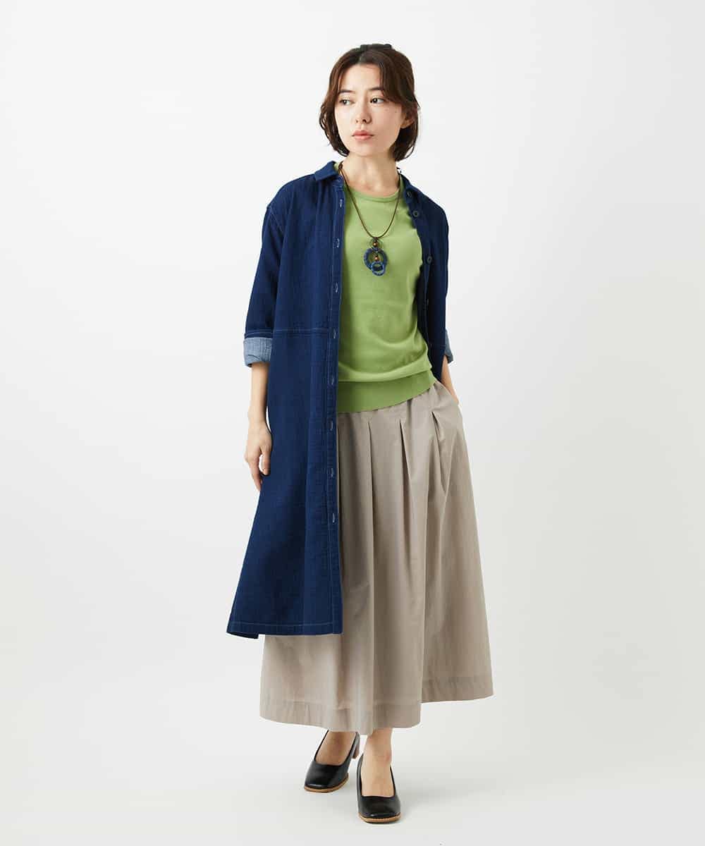 NHHEF81330 GIANNI LO GIUDICE(小さいサイズ)(メゾン ドゥ サンク) ストライプ柄タックギャザースカート ベージュ