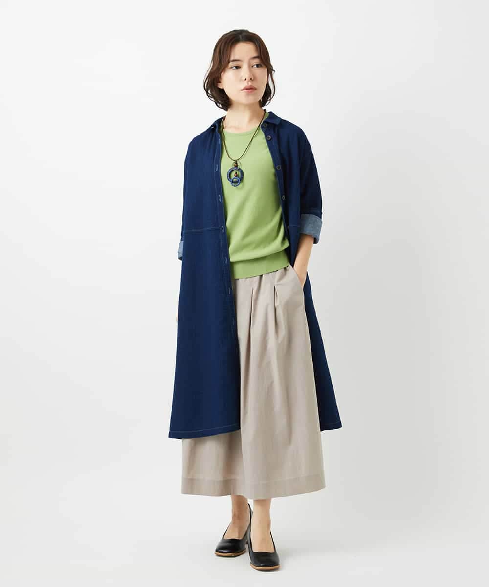 NHHEF81330 GIANNI LO GIUDICE(小さいサイズ)(メゾン ドゥ サンク) ストライプ柄タックギャザースカート ベージュ