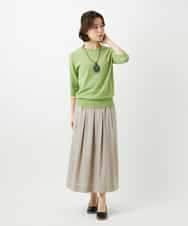 NHHEF81330 GIANNI LO GIUDICE(小さいサイズ)(メゾン ドゥ サンク) ストライプ柄タックギャザースカート ベージュ