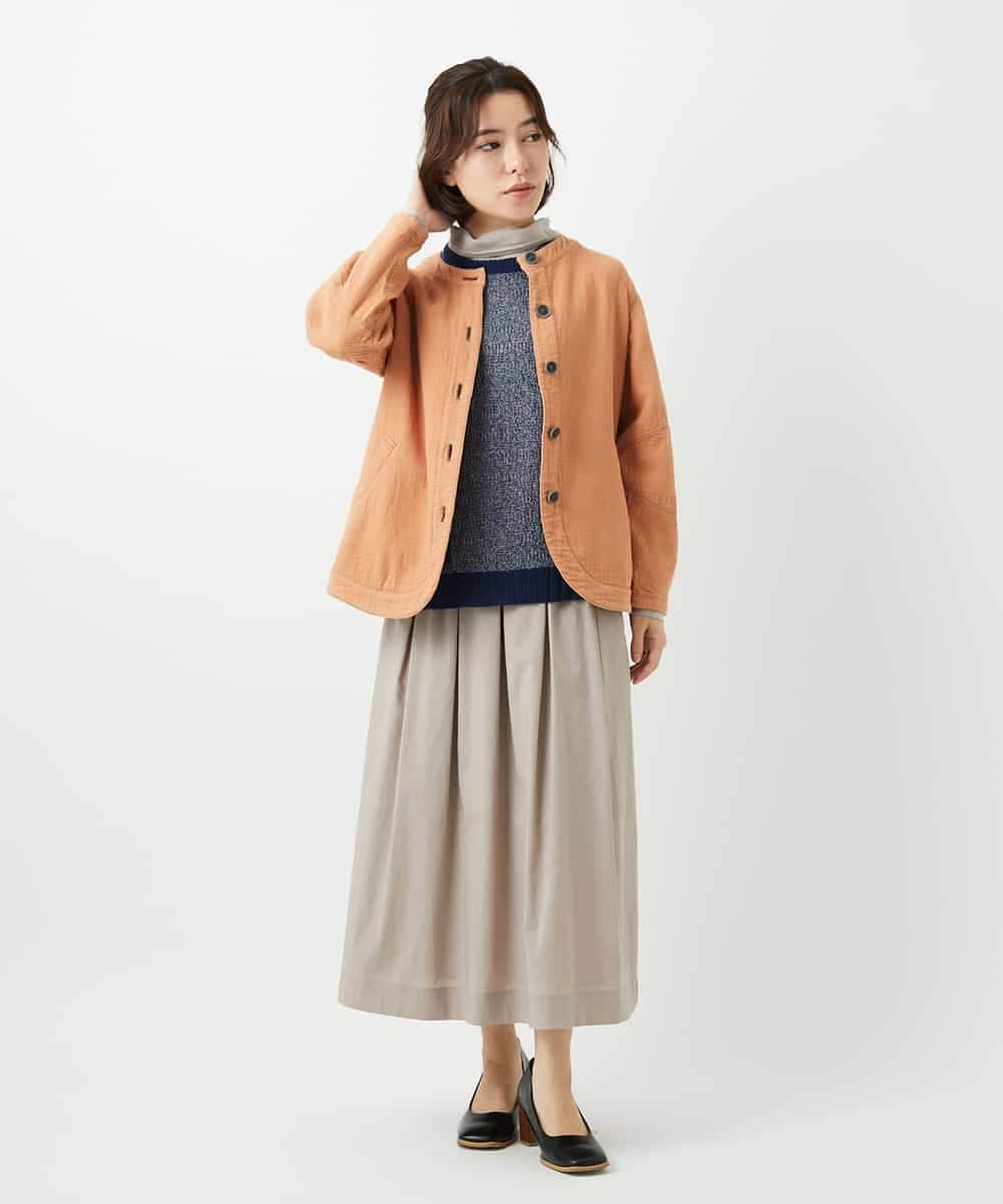 NHHEF81330 GIANNI LO GIUDICE(小さいサイズ)(メゾン ドゥ サンク) ストライプ柄タックギャザースカート ベージュ