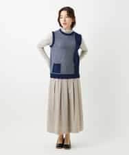 NHHEF81330 GIANNI LO GIUDICE(小さいサイズ)(メゾン ドゥ サンク) ストライプ柄タックギャザースカート ベージュ