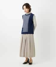 NHHEF81330 GIANNI LO GIUDICE(小さいサイズ)(メゾン ドゥ サンク) ストライプ柄タックギャザースカート ベージュ