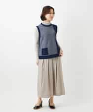 NHHEF81330 GIANNI LO GIUDICE(小さいサイズ)(メゾン ドゥ サンク) ストライプ柄タックギャザースカート ベージュ