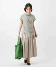 NHHEF81330 GIANNI LO GIUDICE(小さいサイズ)(メゾン ドゥ サンク) ストライプ柄タックギャザースカート ベージュ