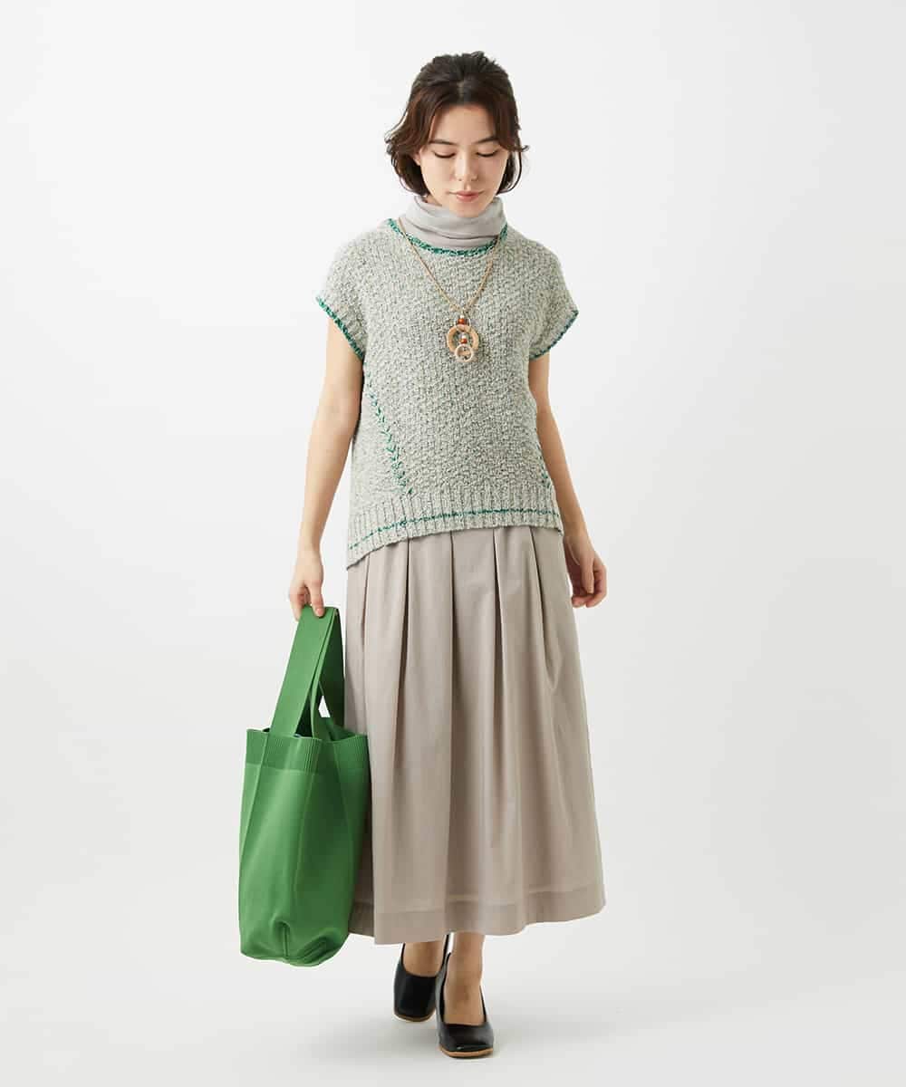 NHHEF81330 GIANNI LO GIUDICE(小さいサイズ)(メゾン ドゥ サンク) ストライプ柄タックギャザースカート ベージュ