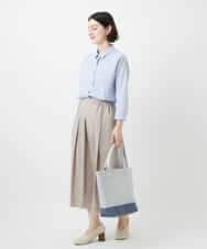 NHHEF81330 GIANNI LO GIUDICE(小さいサイズ)(メゾン ドゥ サンク) ストライプ柄タックギャザースカート ベージュ