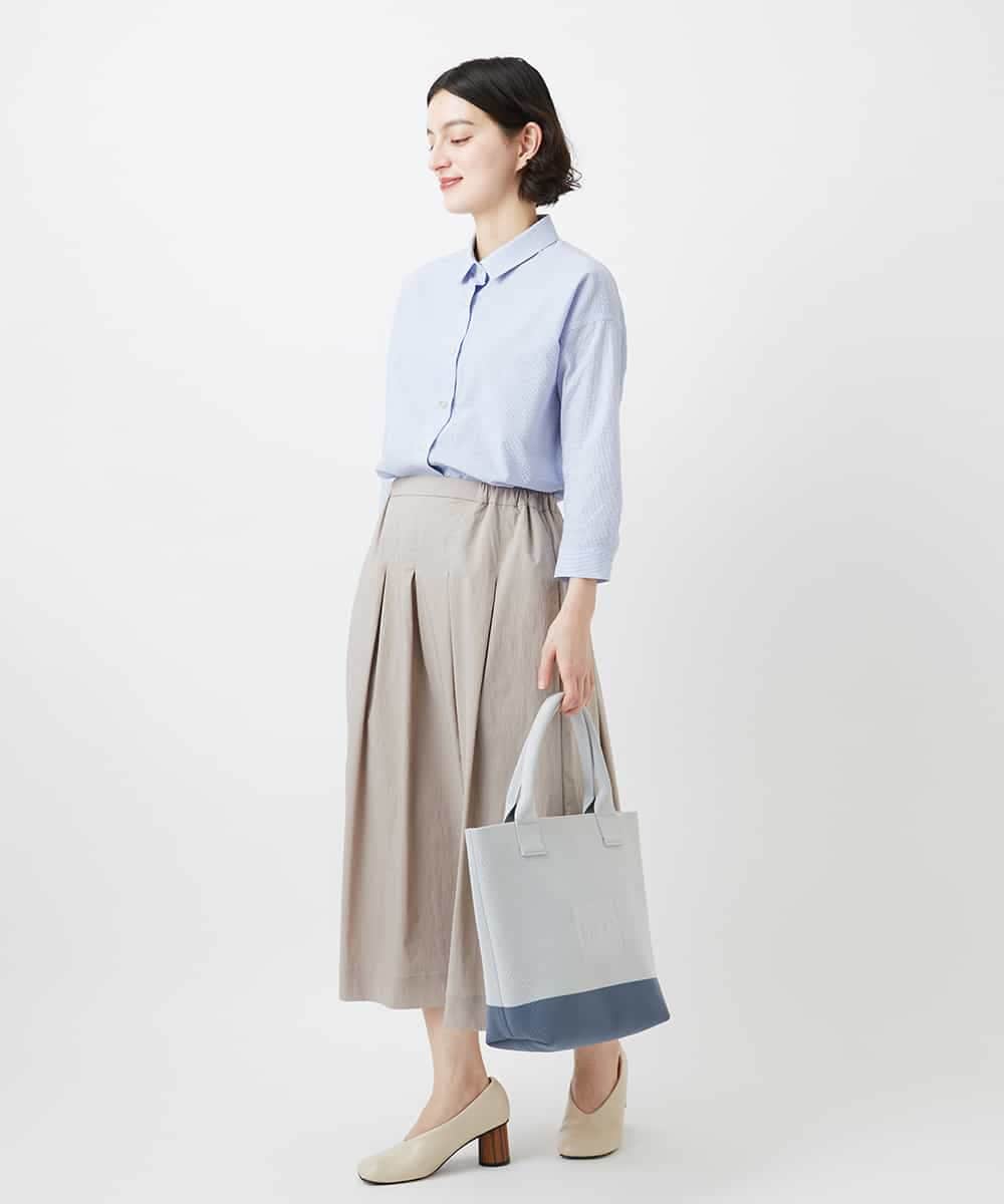 NHHEF81330 GIANNI LO GIUDICE(小さいサイズ)(メゾン ドゥ サンク) ストライプ柄タックギャザースカート ベージュ