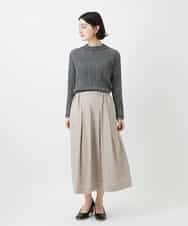 NHHEF81330 GIANNI LO GIUDICE(小さいサイズ)(メゾン ドゥ サンク) ストライプ柄タックギャザースカート ベージュ