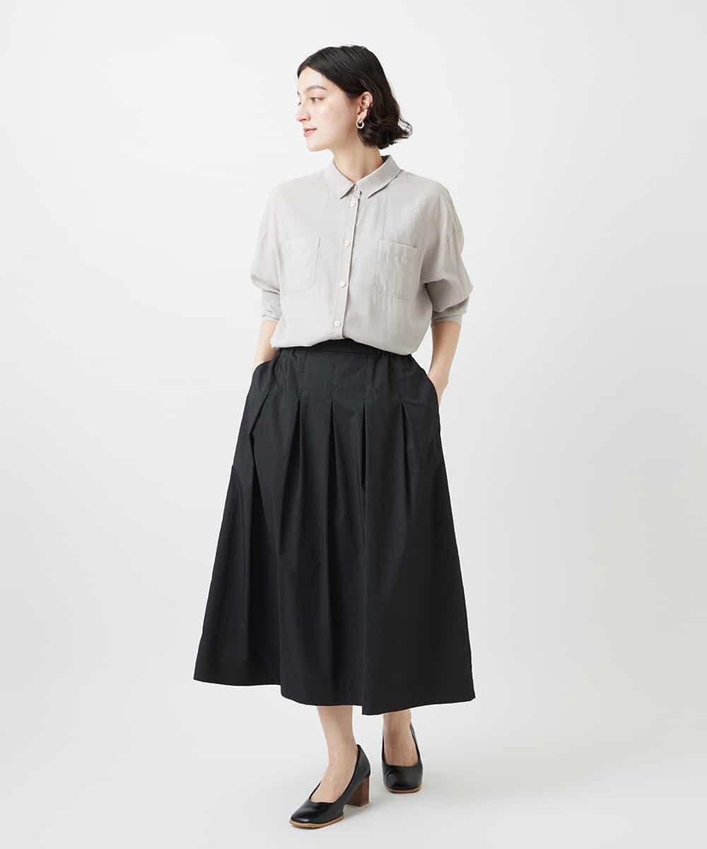 NHHEF81330 GIANNI LO GIUDICE(小さいサイズ)(メゾン ドゥ サンク) ストライプ柄タックギャザースカート ベージュ