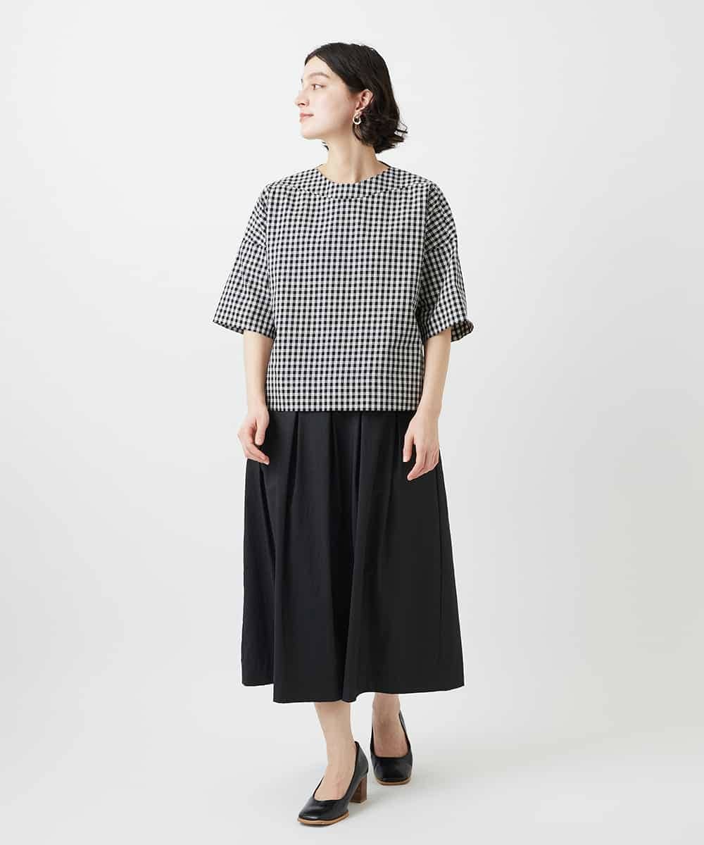 NHHEF81330 GIANNI LO GIUDICE(小さいサイズ)(メゾン ドゥ サンク) ストライプ柄タックギャザースカート ベージュ