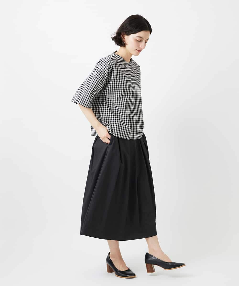 NHHEF81330 GIANNI LO GIUDICE(小さいサイズ)(メゾン ドゥ サンク) ストライプ柄タックギャザースカート ベージュ