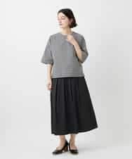 NHHEF81330 GIANNI LO GIUDICE(小さいサイズ)(メゾン ドゥ サンク) ストライプ柄タックギャザースカート ベージュ