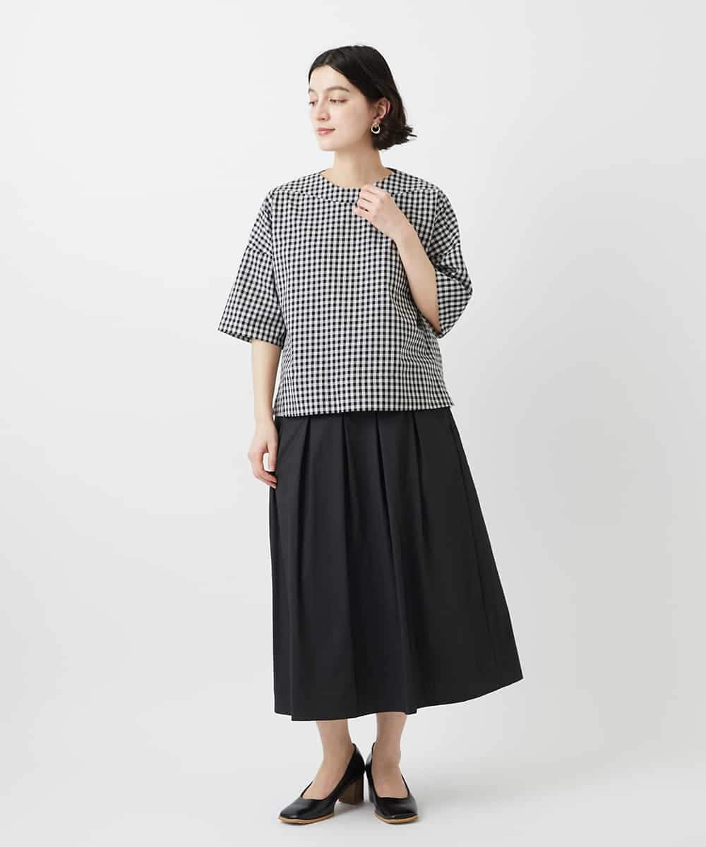 NHHEF81330 GIANNI LO GIUDICE(小さいサイズ)(メゾン ドゥ サンク) ストライプ柄タックギャザースカート ベージュ