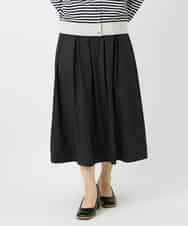 NHHEF81330 GIANNI LO GIUDICE(小さいサイズ)(メゾン ドゥ サンク) ストライプ柄タックギャザースカート ブラック