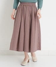 NHHET13360 GIANNI LO GIUDICE(小さいサイズ)(メゾン ドゥ サンク) [セットアップ対応]ピンキーストライプタックスカート モカブラウン×ピンク系