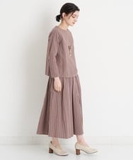 NHHET13360 GIANNI LO GIUDICE(小さいサイズ)(メゾン ドゥ サンク) [セットアップ対応]ピンキーストライプタックスカート モカブラウン×ピンク系