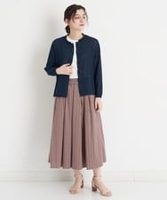 NHHET13360 GIANNI LO GIUDICE(小さいサイズ)(メゾン ドゥ サンク) [セットアップ対応]ピンキーストライプタックスカート モカブラウン×ピンク系