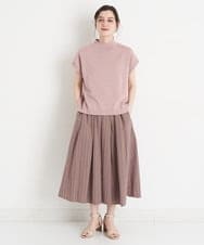 NHHET13360 GIANNI LO GIUDICE(小さいサイズ)(メゾン ドゥ サンク) [セットアップ対応]ピンキーストライプタックスカート モカブラウン×ピンク系
