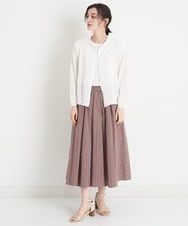 NHHET13360 GIANNI LO GIUDICE(小さいサイズ)(メゾン ドゥ サンク) [セットアップ対応]ピンキーストライプタックスカート モカブラウン×ピンク系