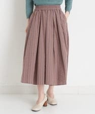 NHHET13360 GIANNI LO GIUDICE(小さいサイズ)(メゾン ドゥ サンク) [セットアップ対応]ピンキーストライプタックスカート モカブラウン×ピンク系