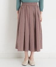 NHHET13360 GIANNI LO GIUDICE(小さいサイズ)(メゾン ドゥ サンク) [セットアップ対応]ピンキーストライプタックスカート モカブラウン×ピンク系