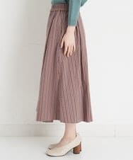 NHHET13360 GIANNI LO GIUDICE(小さいサイズ)(メゾン ドゥ サンク) [セットアップ対応]ピンキーストライプタックスカート モカブラウン×ピンク系