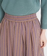 NHHET13360 GIANNI LO GIUDICE(小さいサイズ)(メゾン ドゥ サンク) [セットアップ対応]ピンキーストライプタックスカート モカブラウン×ピンク系