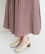 NHHET13360 GIANNI LO GIUDICE(小さいサイズ)(メゾン ドゥ サンク) [セットアップ対応]ピンキーストライプタックスカート モカブラウン×ピンク系