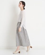 NHHET20270 GIANNI LO GIUDICE(小さいサイズ)(メゾン ドゥ サンク) [日本製]ギンガムチェックタフタタックスカート ブラック