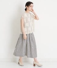 NHHET20270 GIANNI LO GIUDICE(小さいサイズ)(メゾン ドゥ サンク) [日本製]ギンガムチェックタフタタックスカート ブラック