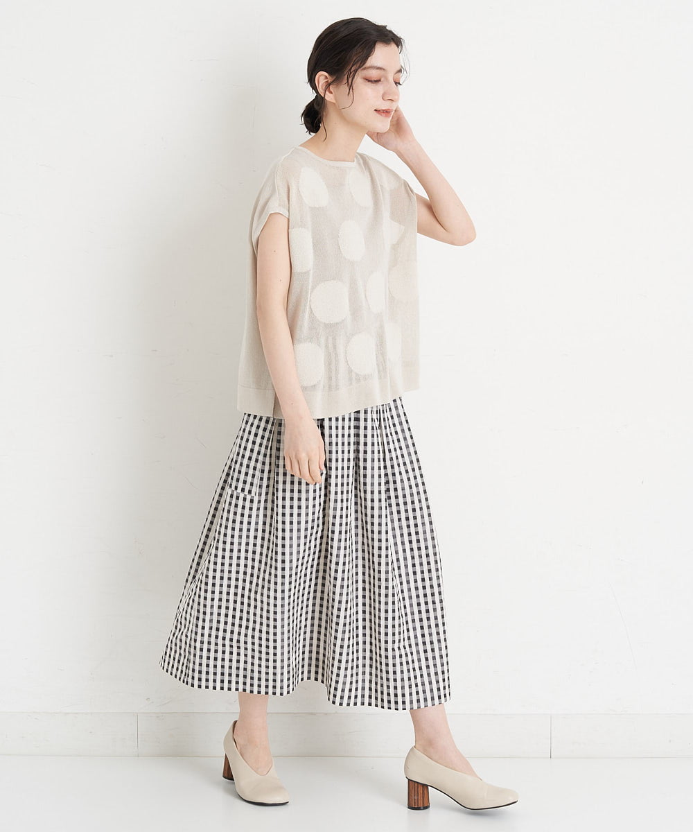 NHHET20270 GIANNI LO GIUDICE(小さいサイズ)(メゾン ドゥ サンク) [日本製]ギンガムチェックタフタタックスカート ブラック