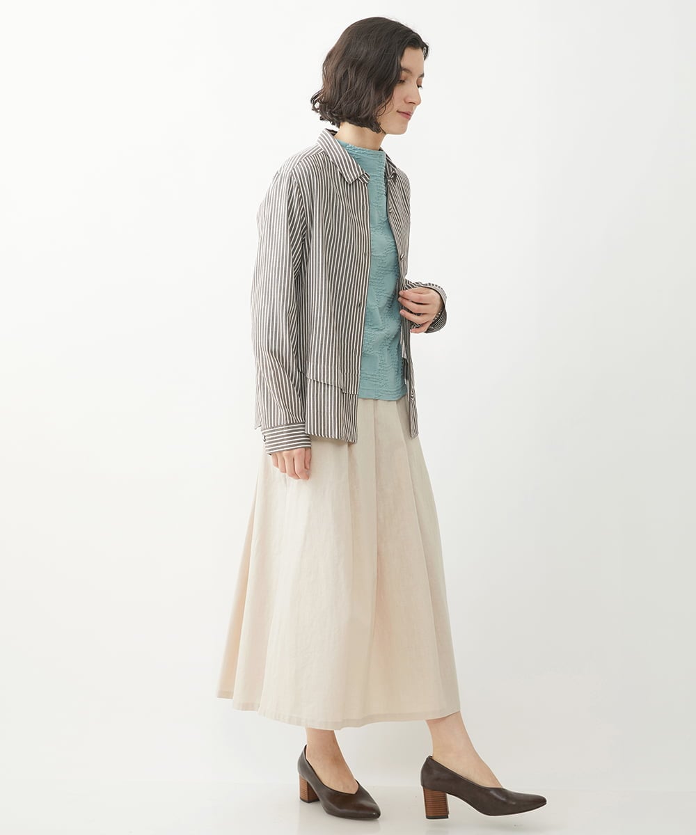NHHEW11250 GIANNI LO GIUDICE(小さいサイズ)(メゾン ドゥ サンク) [洗える]綿麻シュリンクスカート アイボリー